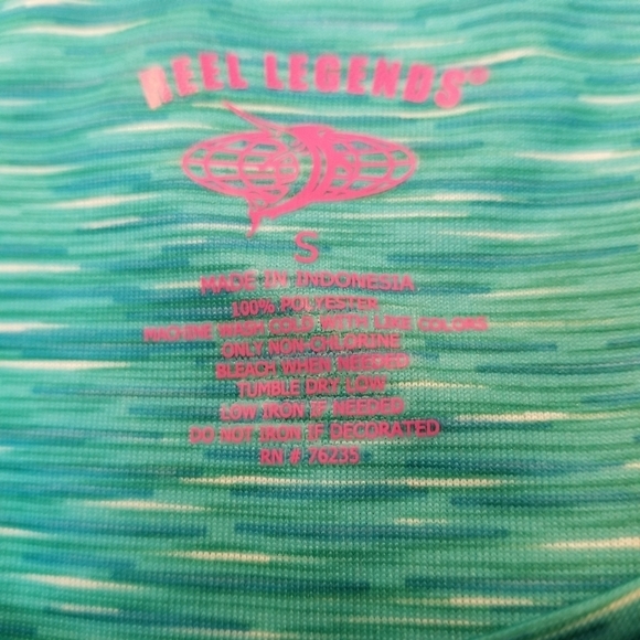 Reel Legends Top Women S Blue With Yellow Accents  Back Zipped Pocket - Picture 4 of 7